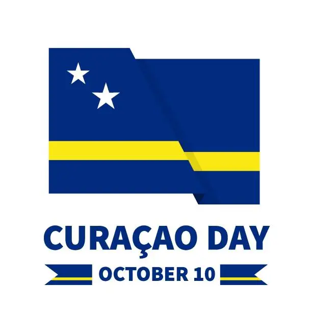 Vector illustration of Curacao Day lettering with flag. National holiday celebrated on October 10. Vector template for banner, typography poster, postcard, flyer, etc