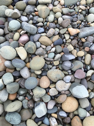 Multi-Colored Pebbles cover the beach