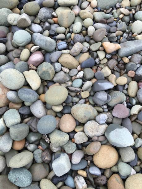 multi-colored pebbles cover the beach - mission santa barbara imagens e fotografias de stock