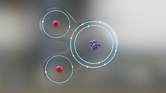 polar molecule, water. A water molecule, or H2O, consists of two hydrogen atoms and one oxygen atom, permanent poles of electrical charge, outer electron shell, Van der Waals Forces, 3d render