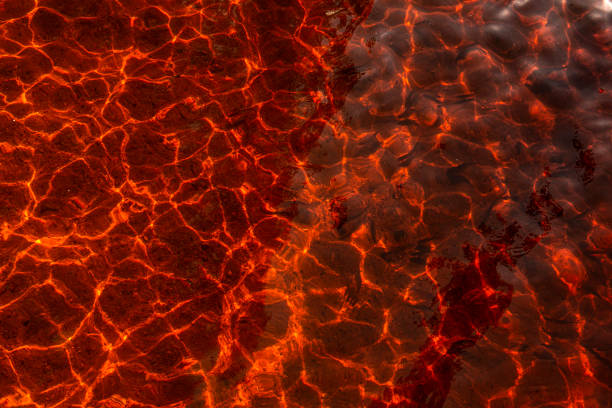 Abstract nature background of real beauty. Ocean bokeh, sea ripples on the surface of waves. Shadow texture of underwater depth bottom sand through water liquid. modern design. red-yellow shades fondo de naturaleza abstracta de verdadera belleza. bokeh oceánico, ondas marinas en la superficie de las olas. textura de sombra de la profundidad submarina de la arena del fondo a través del líquido de agua. diseño moderno. tonos rojo-amarillo