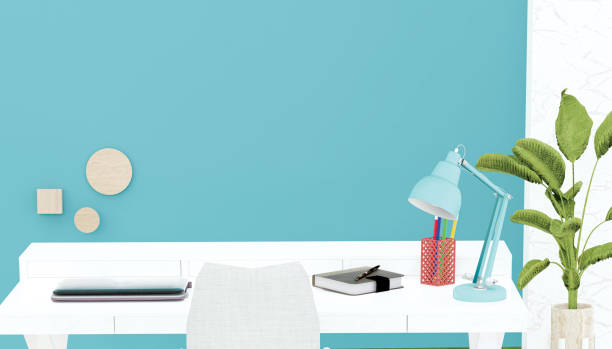 istock Home office workspace instead of face-to-face work. Concept of home office and remote work. 3d ilustration. 1420509211
