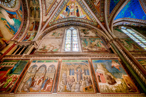 Catania, sicily, italy, june 12, 2018 : ceilings decors of basilica duomo church,