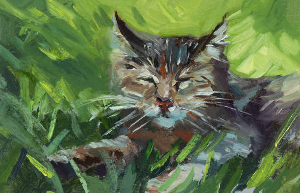 ilustraciones, imágenes clip art, dibujos animados e iconos de stock de pintura al óleo de gatos. - painting artist landscape painted image