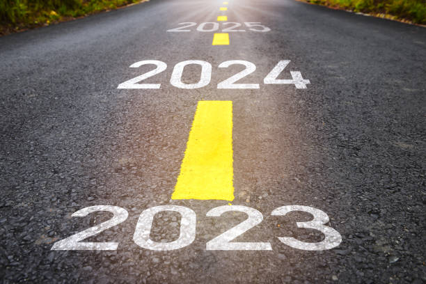 istock Future ahead from 2023 to 2025 on road 1420513660