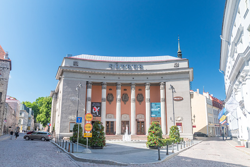 Tallinn, Estonia - June 19, 2022: Historical building of Soprus cinema.