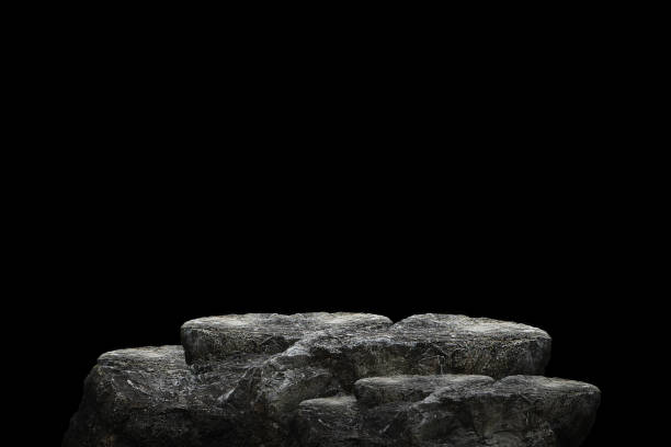 istock Stone podium on dark black background. 1420531680