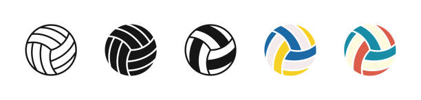 volleyball-ball-icon-set. sportball-symbol. vektor eps 10 - volley stock-grafiken, -clipart, -cartoons und -symbole