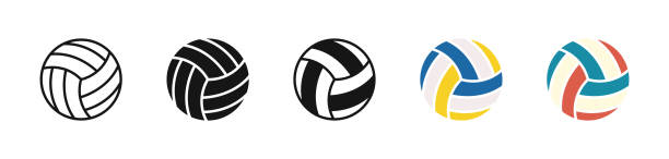 Volleyball ball icon set. Sport ball symbol. Vector EPS 10 Volleyball ball icon set. Sport ball symbol. Vector EPS 10 volleying stock illustrations