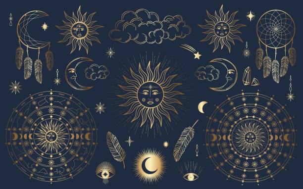 illustrazioni stock, clip art, cartoni animati e icone di tendenza di vector_367 - dreamcatcher symbol mystery catching