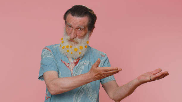 istock Man pointing empty place, advertising area for commercial text, copy space for goods promotion 1420559748
