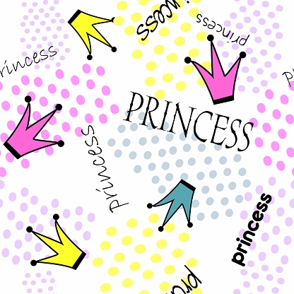 Patchwork Princess Seamless Princess Patternpatchwork Stylecool Fashion Pattern For Girls ...