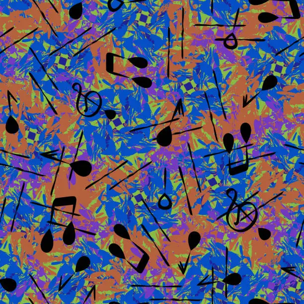 Vector illustration of Creative seamless pattern on the theme of music.