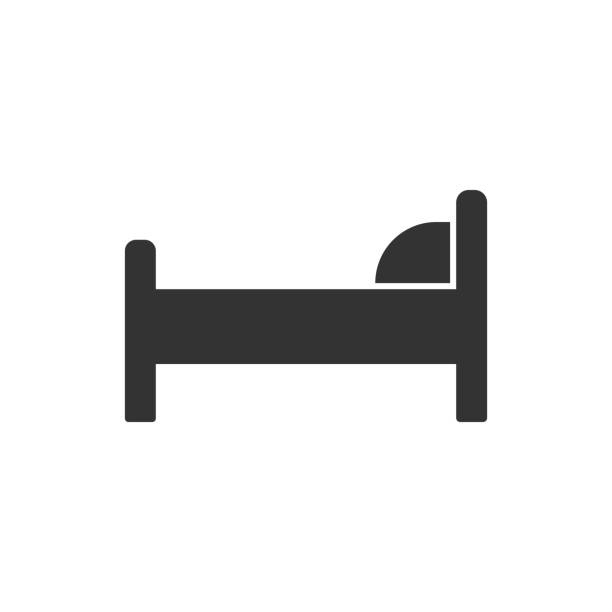 ベッドのアイコン。ホステル、ホテルのシンボル。病院のベクター画像に署名します。 - hotel bed silhouette travel点のイラスト素材／クリップアート素材／マンガ素材／アイコン素材