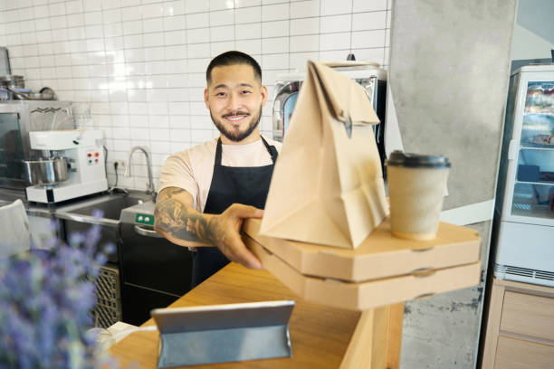 istock Top quality customer service at local cafe with food delivery option 1420573151