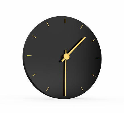 Premium Gold Clock icon isolated half past One o clock black icon 1:30 or 13:30 o'clock Time icon One thirty 3d illustration