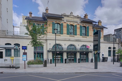 Paris, France - May 28, 2022: Exterior of Gare de Clichy Levallois railway station