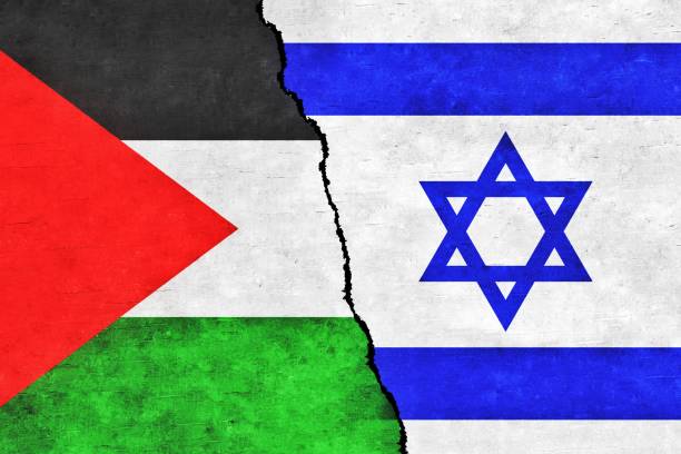 istock Israel and Palestine flags together.Israel vs Palestine 1420580925