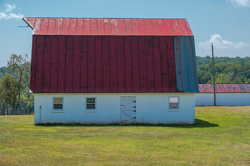 Homestead barn remains on ranch land in northern Montana in northwest USA.