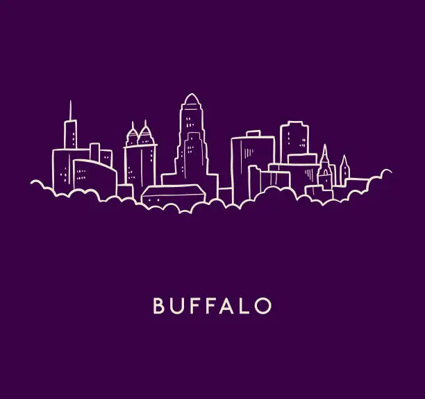 Vector illustration of Buffalo Skyline Sketch