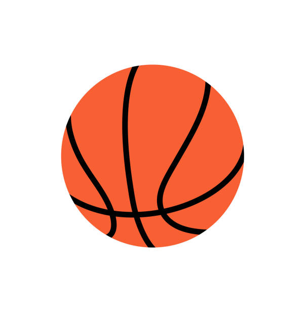 Basketball. Basketball icon. Flat image on a white background. Isolated vector illustration on white background. clip art stock illustrations