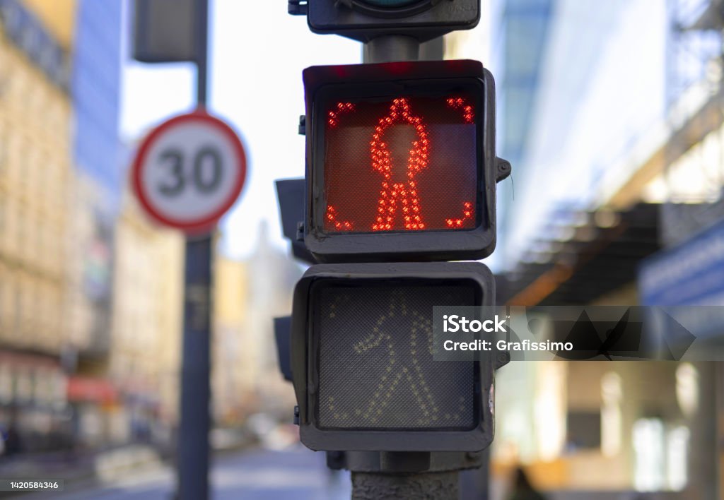 Argentina Buenos Aires pedestrian traffic light don´t walk Architecture Stock Photo