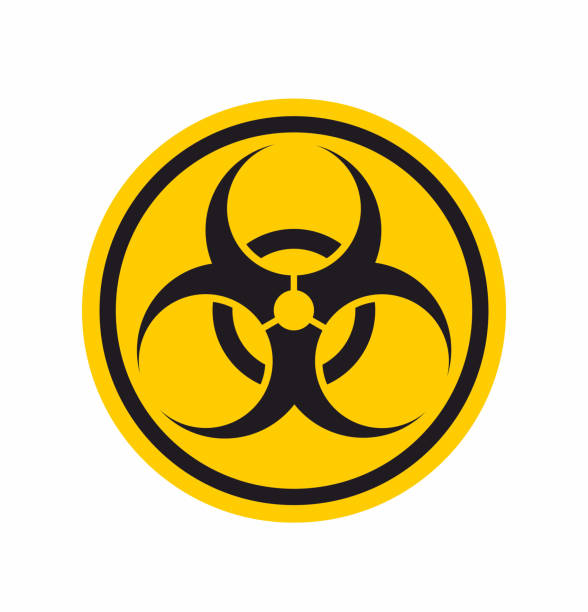 バイオハザードサイン。黄色の背景に危�険の丸いシンボル。危険警告ピクトグラム。 - biohazard symbol computer bug biology virus点のイラスト素材／クリップアート素材／マンガ素材／アイコン素材
