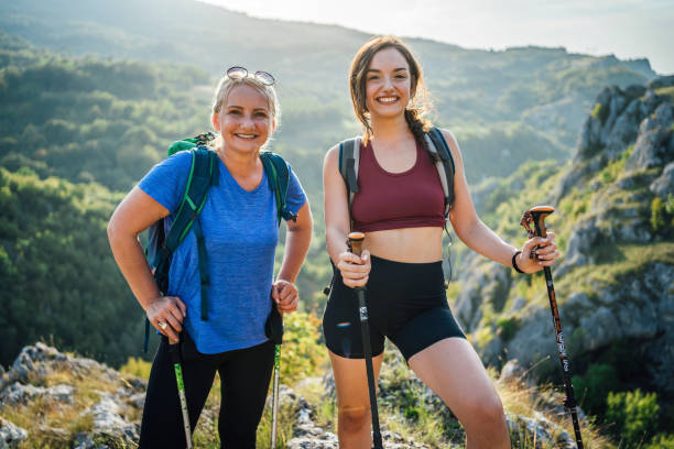 istock Mother and daughter on a hiking route 1420595373