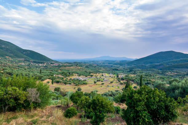 istock Panoramic view of the ancient Messini archaeological site, south Peloponnese, Greece 1420596627