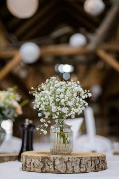 istock Elegant table setting and decoration for a dinner at a wedding location 1420602699
