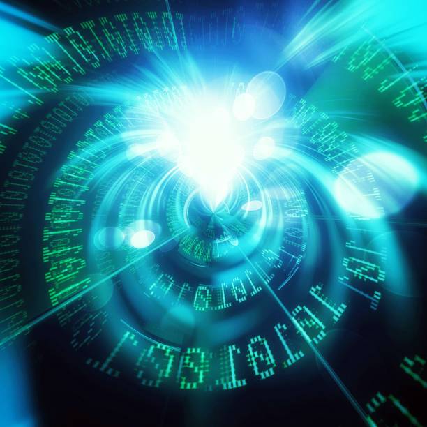 istock 3D illustration of blue light tunnel in technology concept 1420604477