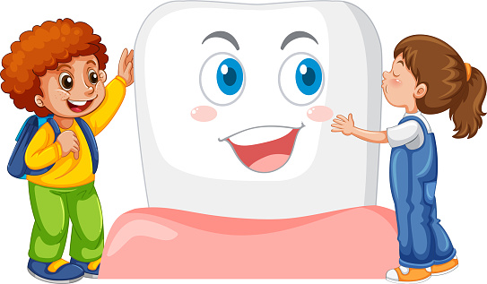 Tooth Hug Children Hugging Their Big Tooth On White Background Stock Illustration ...