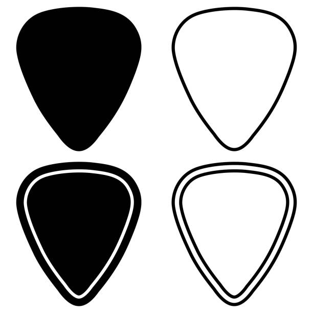 Logo outline pick guitar rock, vector mediator plectrum line icon Logo outline pick guitar rock vector mediator plectrum line icon plectrum stock illustrations