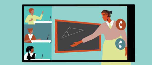 istock African female teacher lectures on geometry online, flat vector stock illustration as e-learning concept 1420622090