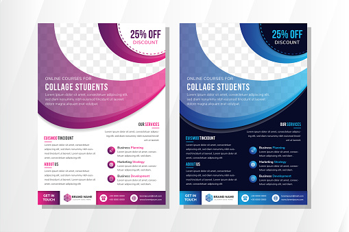 Course Student Lay Out Online Courses For Collage Students Flyer Design Template With Vertical ...