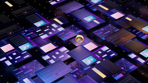 istock Abstract web pages and user interfaces. 3d illustration for business theme 1420631475