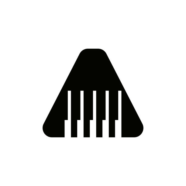 simbol musisi huruf a, template vektor ikon logo piano dengan latar belakang putih - a is a key ilustrasi stok