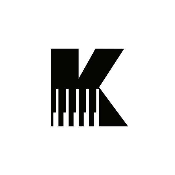 буква k символ музыканта, значок логотипа фортепиано векторный шаблон на белом фоне - letter k audio stock illustrations