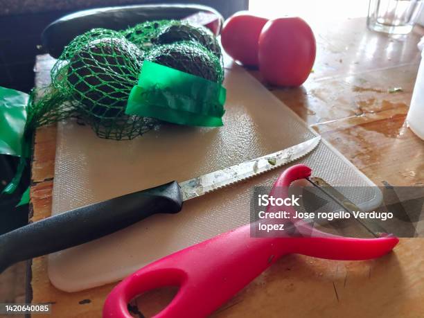 Avocado Cutting Tomatoes And Cucumber Peeling Stock Photo - Download Image Now - Color Image, Horizontal, Latin America