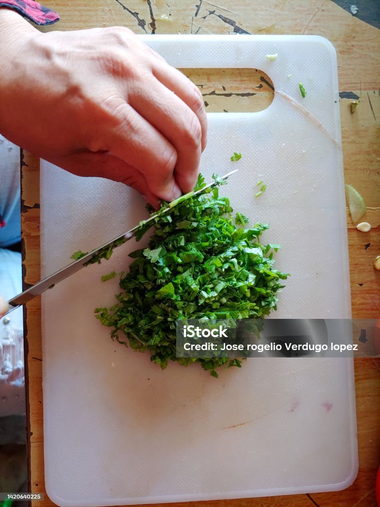 Chopped coriander Color Image Stock Photo