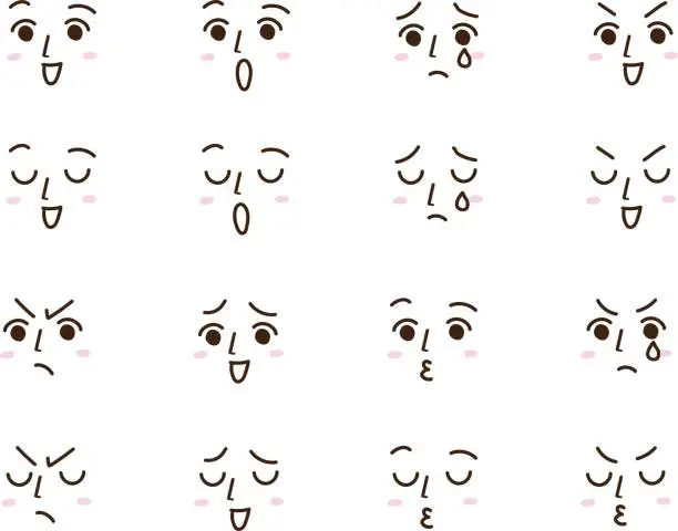 Vector illustration of Illustration set only for men's facial expressions expressing various emotions / illustration material (vector illustration)