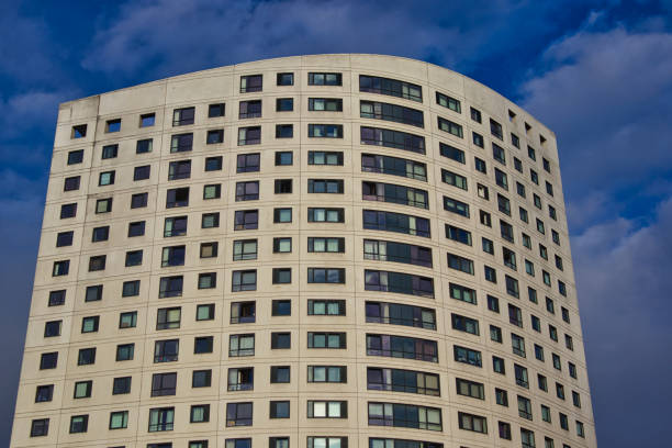 istock Modern apartment block on Leeds skyline, Leeds, West Yorkshire, England, Britain 1420656389