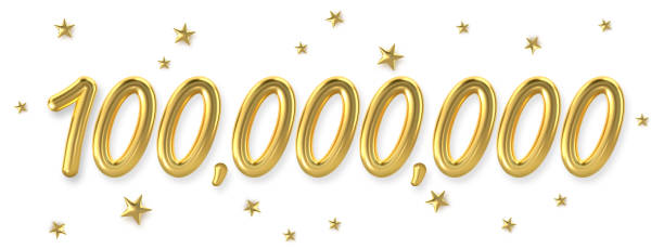 istock 3d golden 100 million with star background. 3d illustration. 1420656970