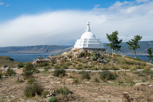 Buddhist Stupa at Ogoy island on Baikal lake. Ogoy. High quality photo