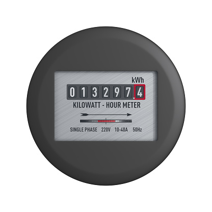 Kilowatt hour electric meter on white background. Isolated 3D illustration