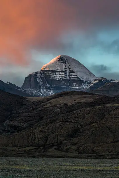 The sunset of Mount Kailash in Taqin County, Ali Prefecture, Tibet, China.