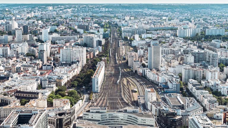 Aerial Timelapse Paris Train Station