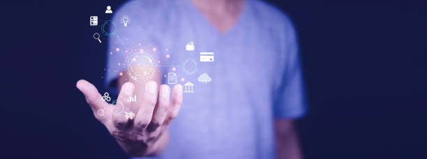 istock Business global internet connection application technology and digital marketing, Financial and banking, Digital link tech, big data. 1420669051