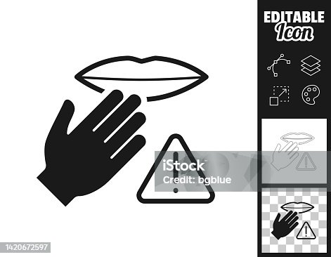 istock Do not touch mouth. Icon for design. Easily editable 1420672597