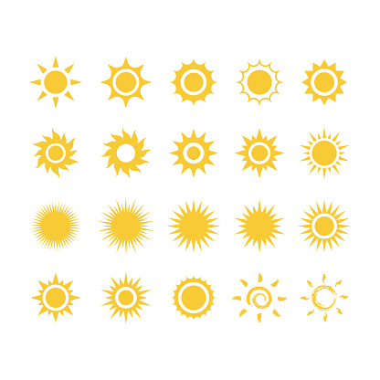 Simple filled sunshine icons